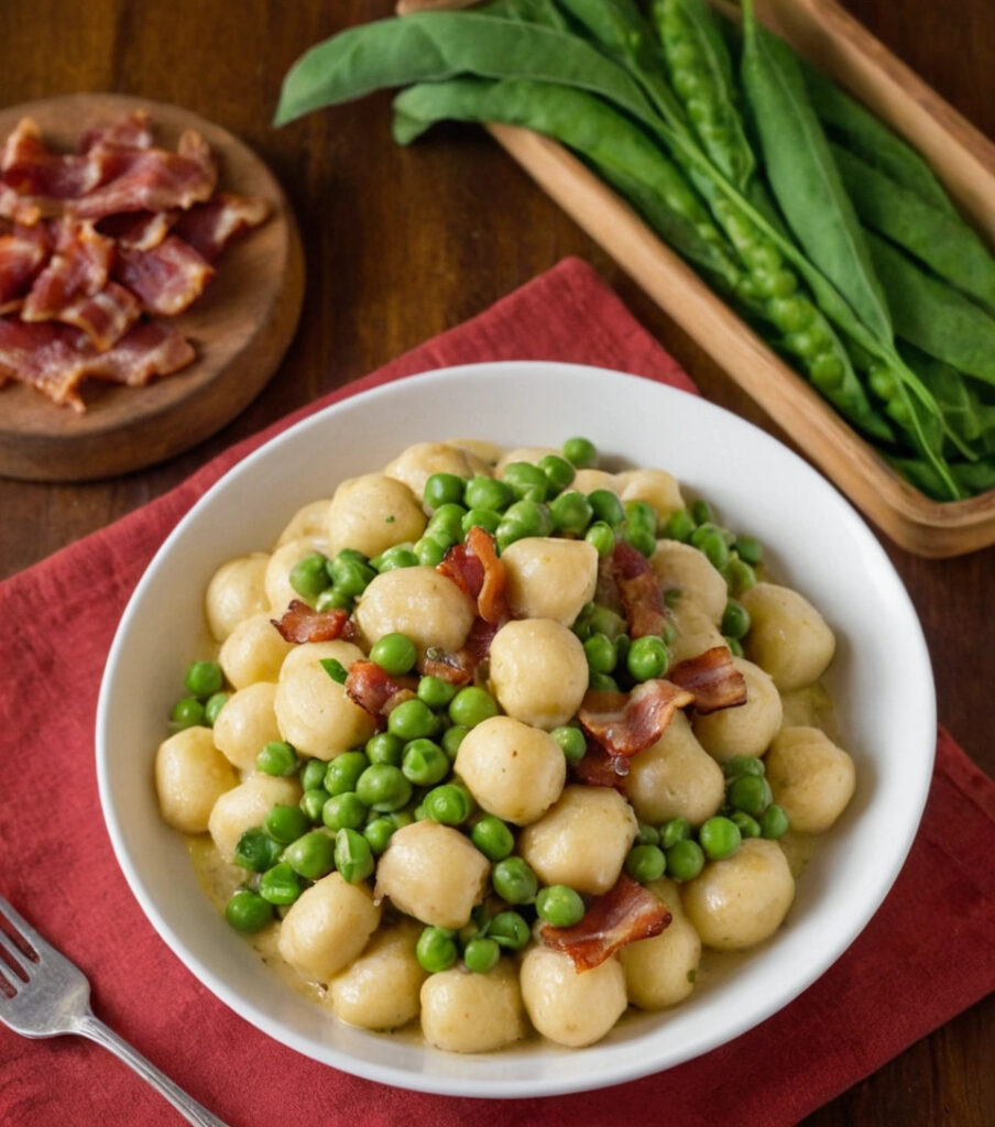 Creamy Skillet Gnocchi With Bacon And Peas Kokolik